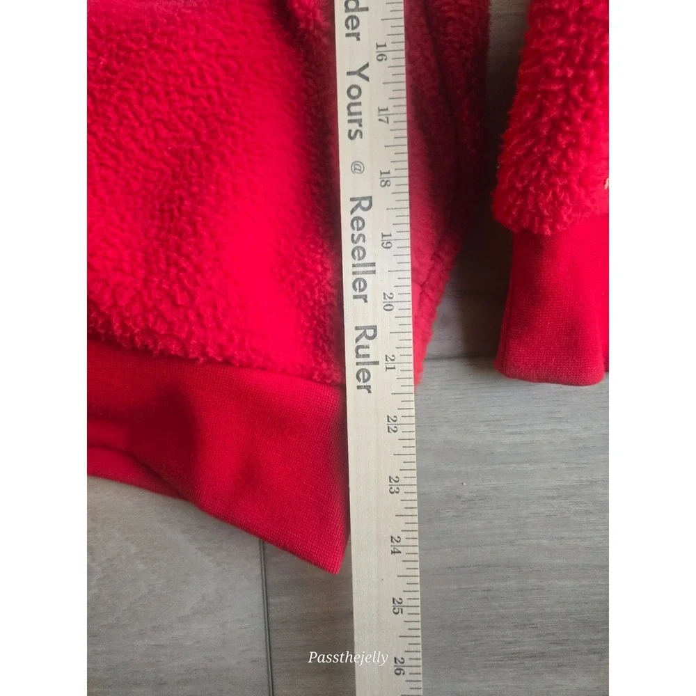 Polo Ralph‎ Lauren Mens USA Fleece Pullover Medium Red Sherpa 1/4 Zip Sweatshirt